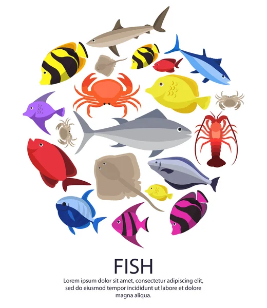 Σύνολο ψάρια επίπεδη στυλ — Διανυσματικό Αρχείο