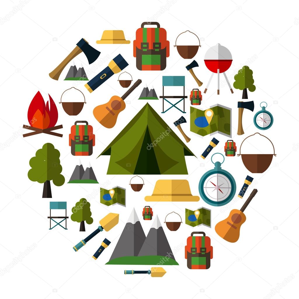 Camping icons collection