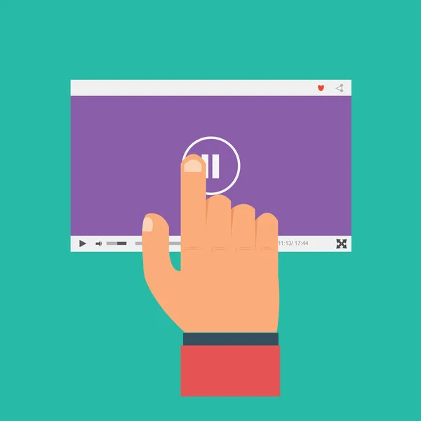 Hand tryck på Video-spelare — Stock vektor