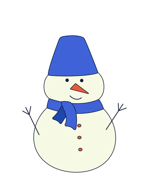 Симпатичный Мультяшный Снеговик Символ Зимы Рождества Векторная Иллюстрация Изоляции Белом — стоковый вектор