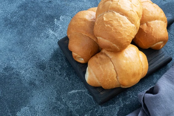 Panecillos Trigo Fresco Rollos Para Perrito Caliente Hamburguesa Espacio Copia — Foto de Stock