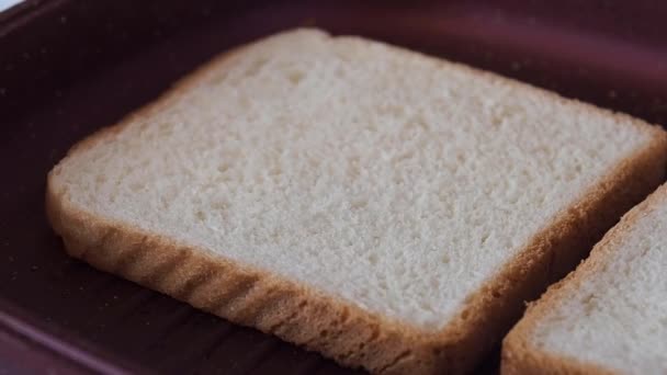 Fait maison Faire du pain grillé croustillant dans une poêle à sandwich grillée. — Video