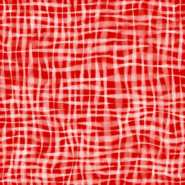 Watercolor seamless buffalo pattern of horizontal and vertical lines united in checks. Plaid checkered texture of thick and thin white lines on red. Trend for tablecloth, fabric, wallpaper — Stock Photo, Image