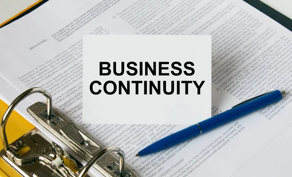 Κείμενο Business Continuity Μια Λευκή Κάρτα Που Βρίσκεται Ένα Φάκελο — Φωτογραφία Αρχείου