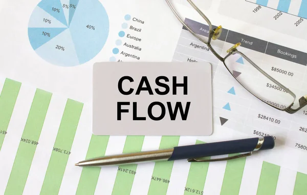 Cartão Visita Com Texto Cash Flow Encontra Gráficos Financeiros Com Imagens Royalty-Free