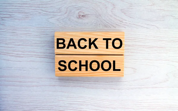 Wooden Blocks Text Back School Wooden Background Concept Photo — Stock Photo, Image