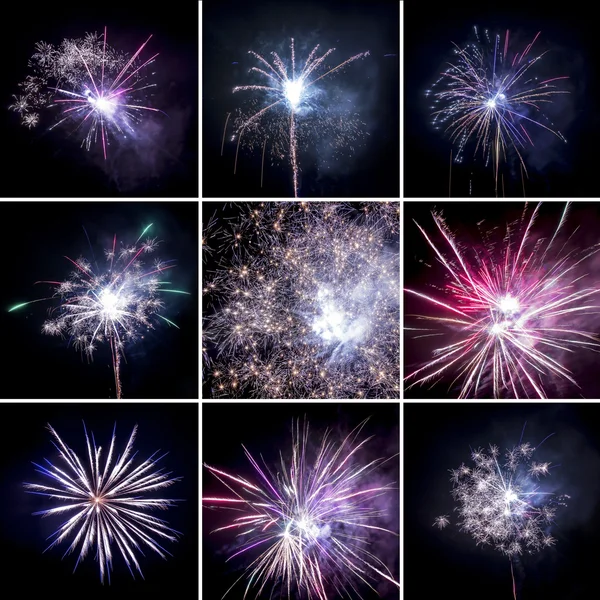 Colorful fireworks lights  set dark sky