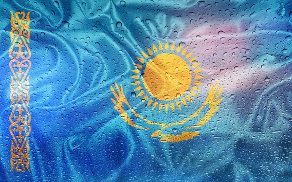 Bandeira cazaque tempo chuvoso — Fotografia de Stock