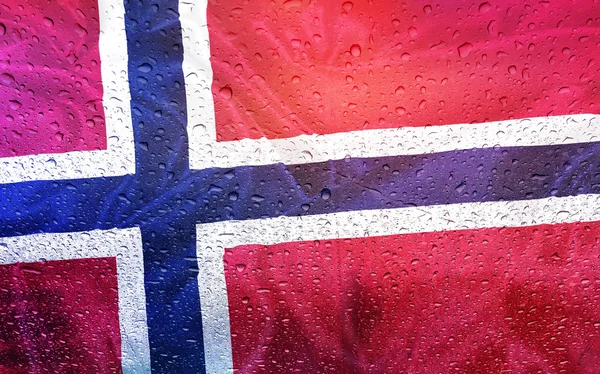Norveç bayrağı Yağmurlu hava — Stok fotoğraf