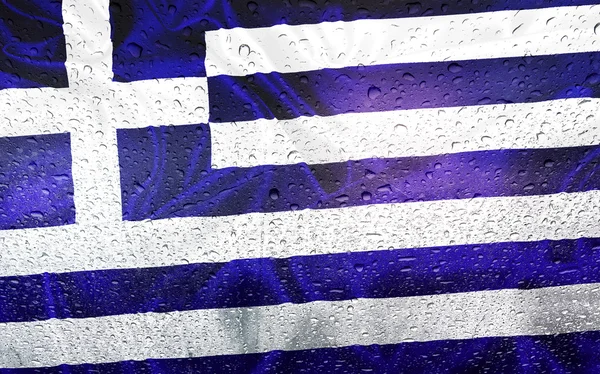 Greece flag rainy weather — Stock Photo, Image