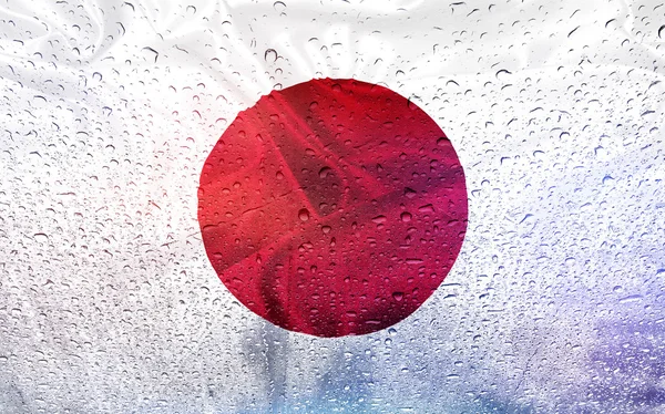 Japão bandeira tempo chuvoso — Fotografia de Stock