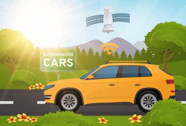 Autonomous self-driving car vector illustration clipart