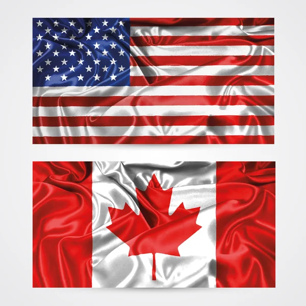Vecteur de drapeau américain et canadien — Image vectorielle