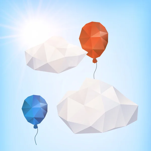 Polygonal vektor illustration med ballonger — Stock vektor