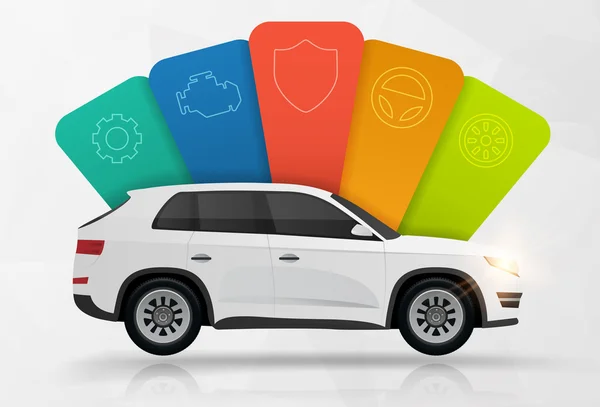 Araba Infographic şablon vektör otomotiv web banner tasarımı