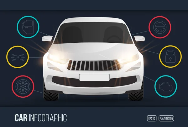 Carro infográfico modelo vetor automotivo web banner design — Vetor de Stock