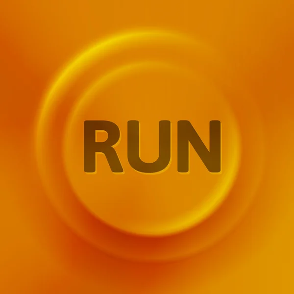 Orange button with run sign — Stock Vector