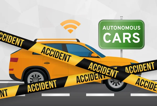 Autónomo accidente automovilístico auto-conducción vector de coche — Archivo Imágenes Vectoriales