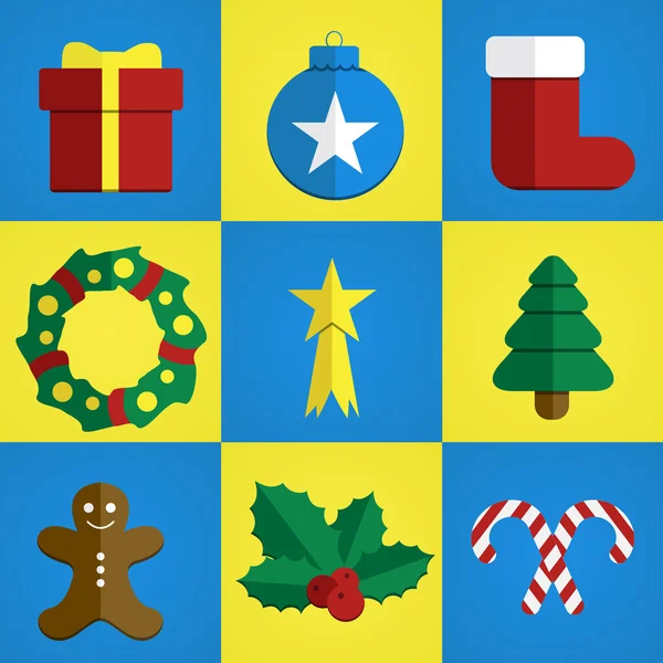 Iconos de Navidad diseño plano — Foto de Stock