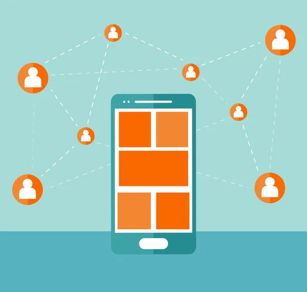 スマート フォン接続テーマ フラット — ストックベクタ