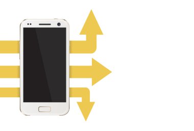 cellphone with arrows and empty space