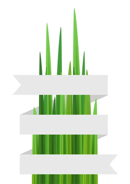 Fondo de hierba con cinta — Vector de stock