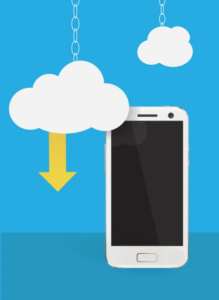 Cloud service with cellphone — Stok Vektör