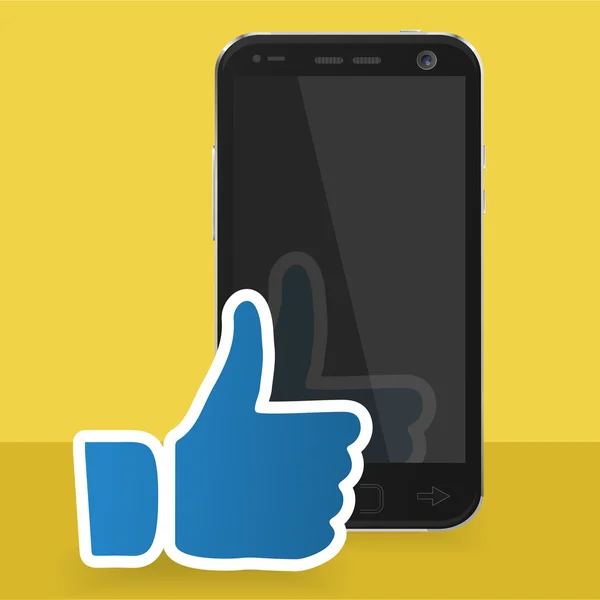 Thumb up symbol with cellphone — Stok Vektör