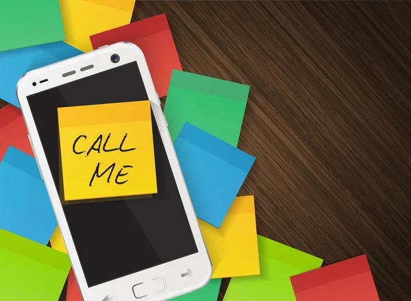 Cep telefonu ve metin ile sarı uyarı mektubu etiket beni ara