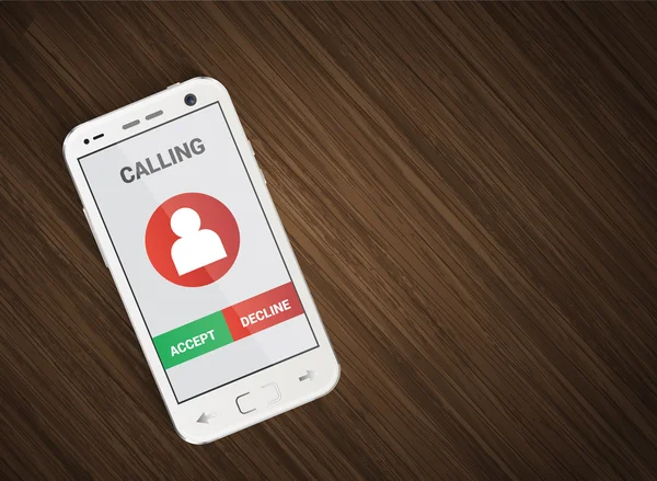 Cellphone ahşap arka plan gelen arama ile