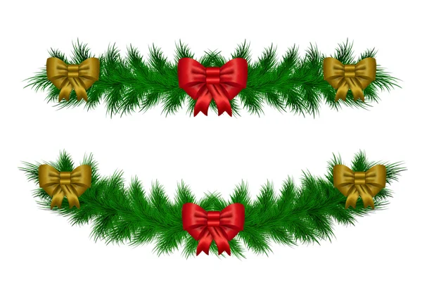 Різдвяна векторна гірлянда з голки з білим простором — стоковий вектор