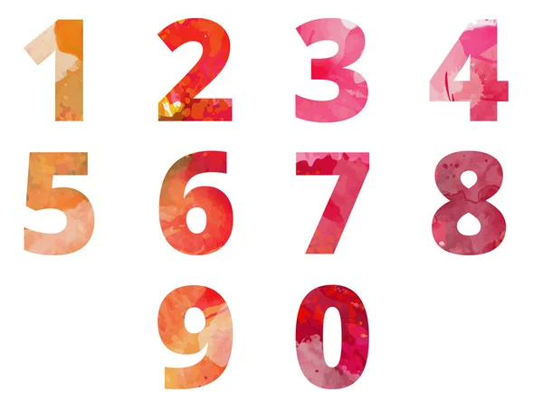 Numbers watercolor symbols vector — Stock Vector