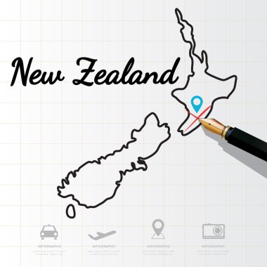 Yeni Zelanda harita Infographic