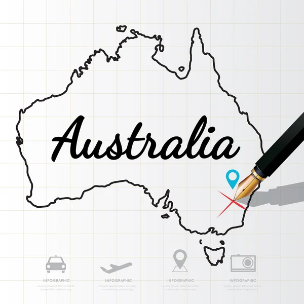 Australia Mappa Infografica — Vettoriale Stock