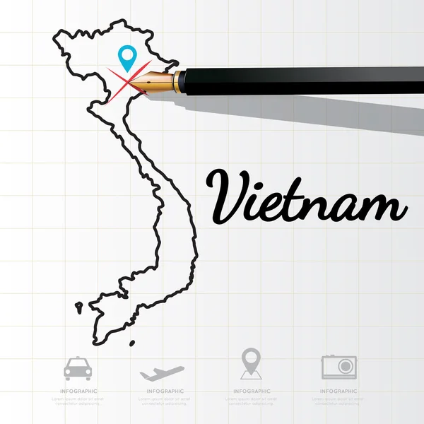 Vietnam megjelenítése Infographic — Stock Vector