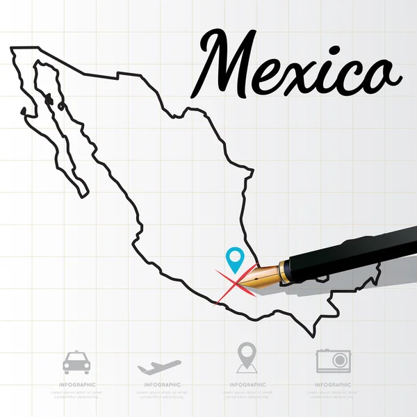 Meksika harita Infographic — Stok Vektör