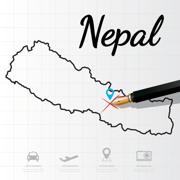Nepal kaart Infographic — Stockvector