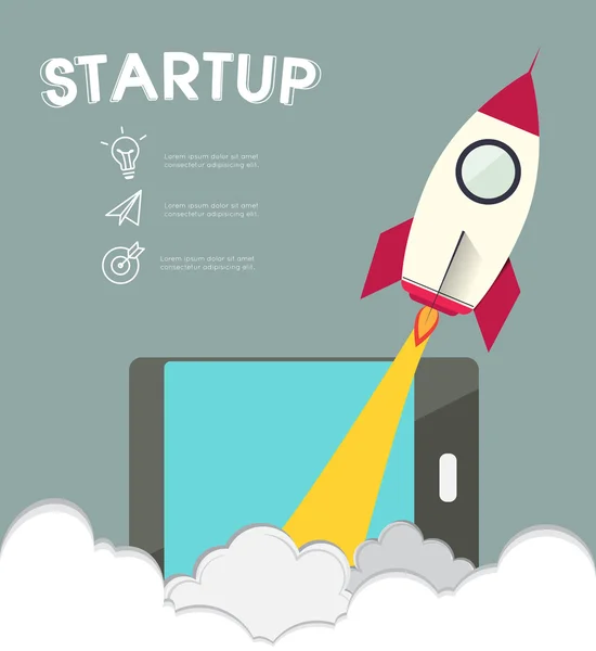 Cohete Infográfico para el concepto de startup . — Archivo Imágenes Vectoriales