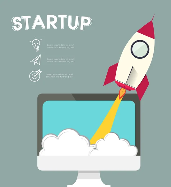 Cohete Infográfico para el concepto de startup . — Vector de stock