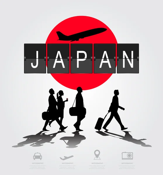 Gente di silhouette sul bordo digitale del Giappone . — Vettoriale Stock