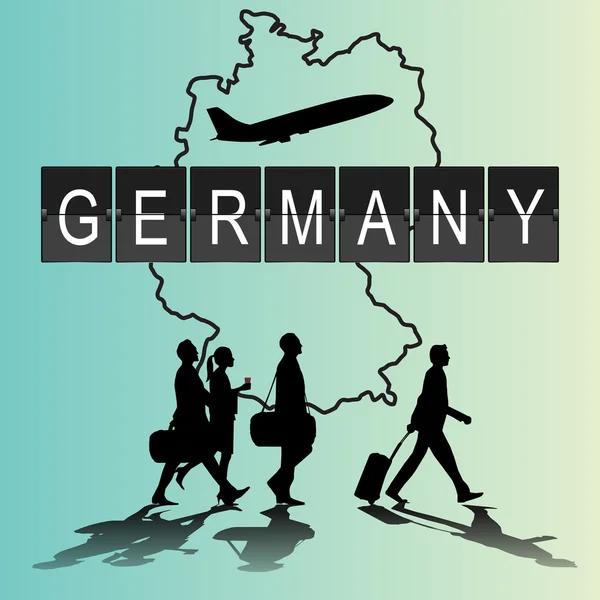 Silhouet mensen op Duitsland digitale bord. — Stockvector