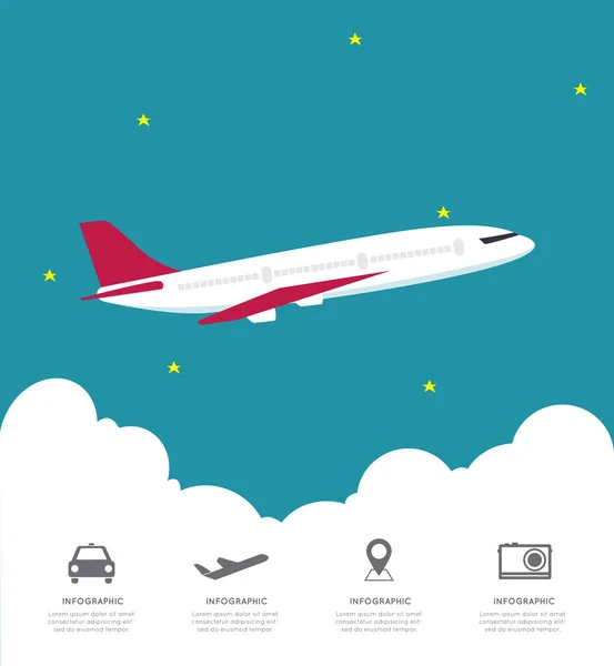 Globale Airline-Infografik mit Cloud — Stockvektor