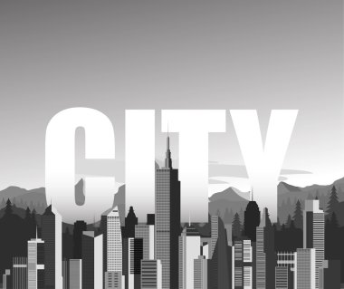 Siyah ve beyaz şehir manzarası arka planı