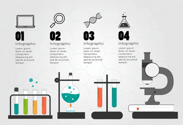 Chemistry Bulb Infographic untuk konsep ilmu pengetahuan - Stok Vektor