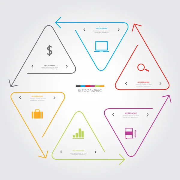 Driehoek pijl lijn infographic op wit — Stockvector
