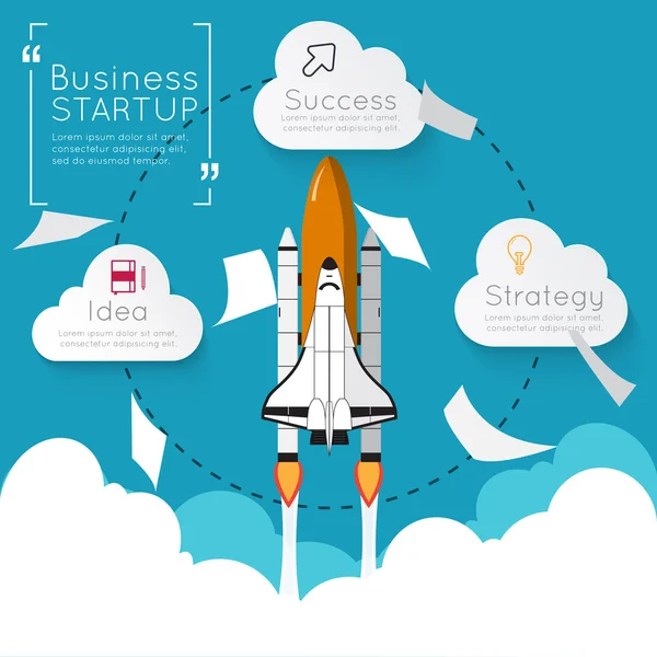 Infográfico moderno com ônibus espacial para o arranque de negócios —  Vetores de Stock