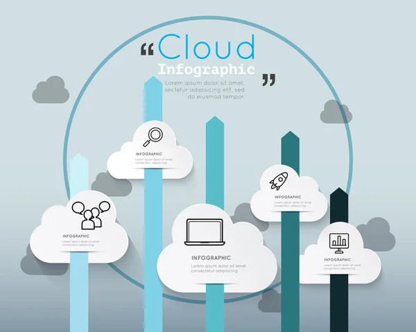 Infografía moderna para la tecnología de nube — Archivo Imágenes Vectoriales