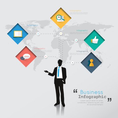 Siluet insanlar Modern infografik iş kavramı için .