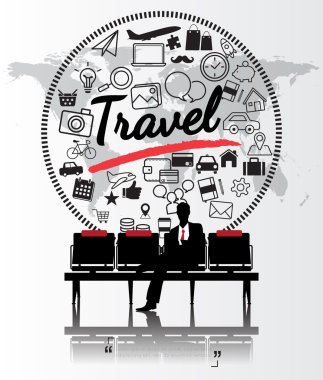 Siluet kişi seyahat konsepti ile