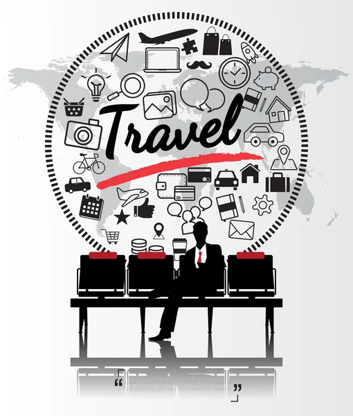 Siluet kişi seyahat konsepti ile